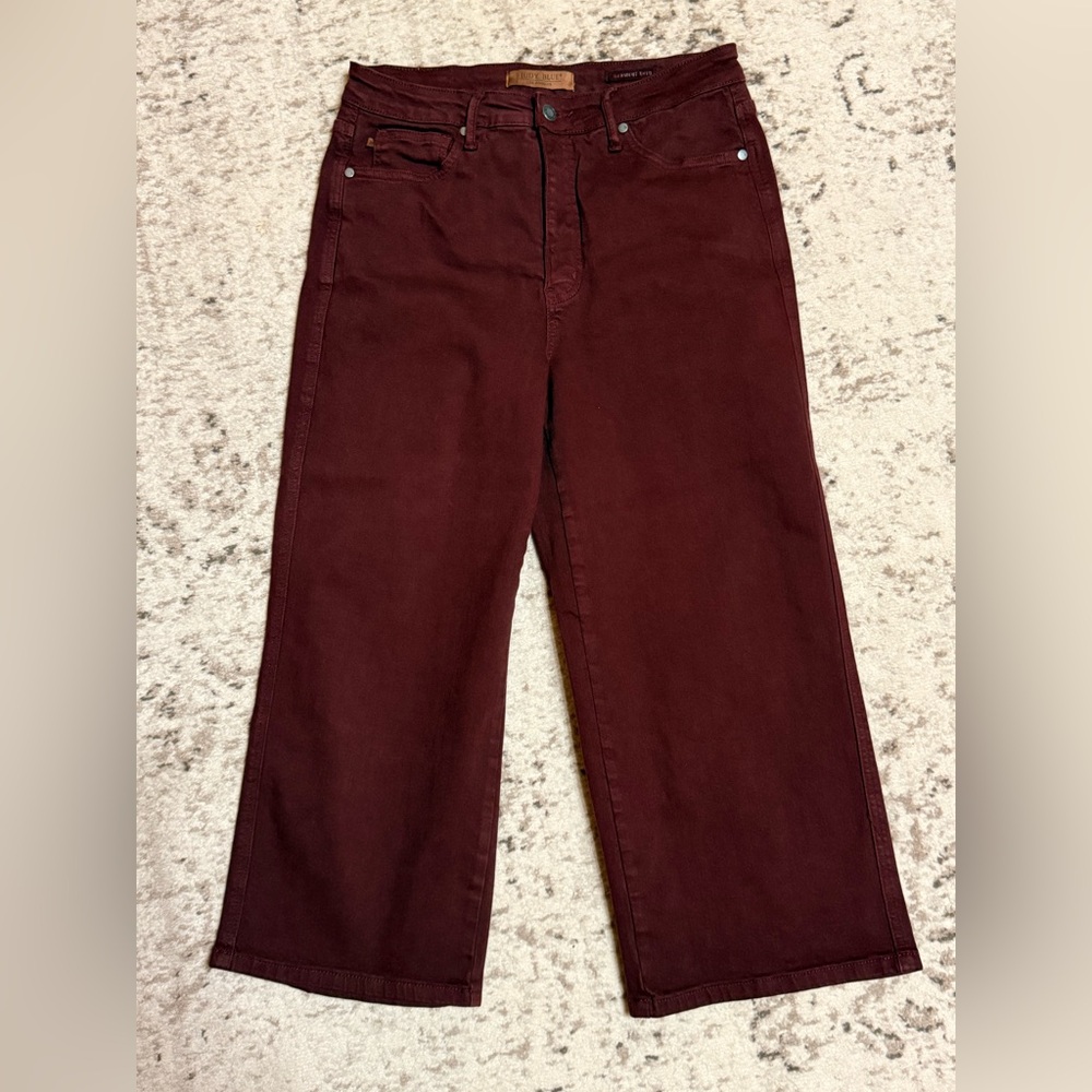 Judy Blue Cropped, Tummy Control, Wide Leg, Wine, Non distress, Jeans Sz 11/30